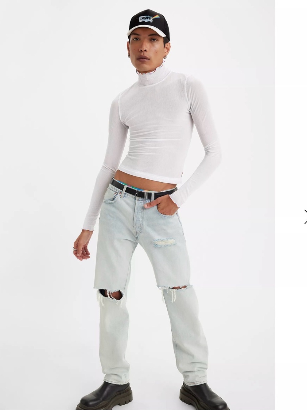 Levi's Pale Blue Distressed Boyfriend Jeans - Pride Edition!